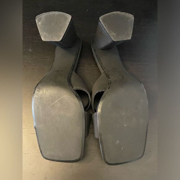 ZARA Black Crossover Heel Sandals Backless Square Toe Women’s EU Size 38 - Picture 7 of 10